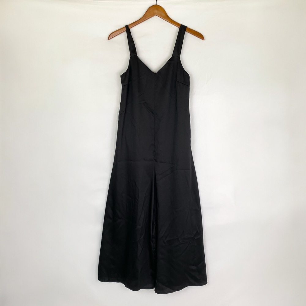 BANANA REPUBLIC Silky Twill Wide Leg Jumpsuit Satin Sleeveless Sweetheart